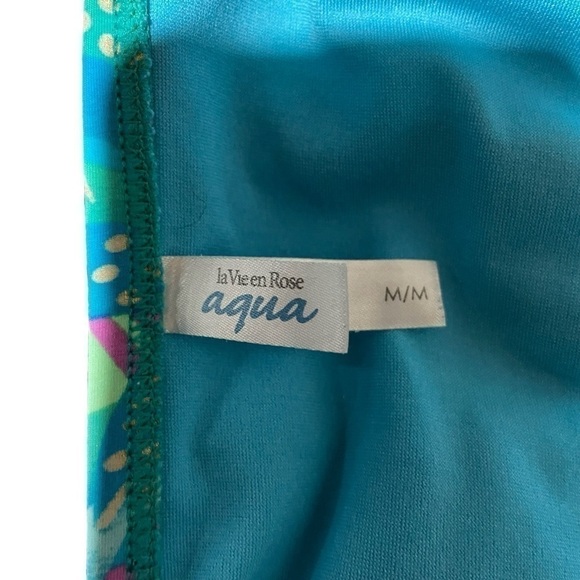 Aqua- Two piece Swimsuit- Padded Bra-Ruching on bottom - Size 10 - Turquoise - Picture 13 of 14